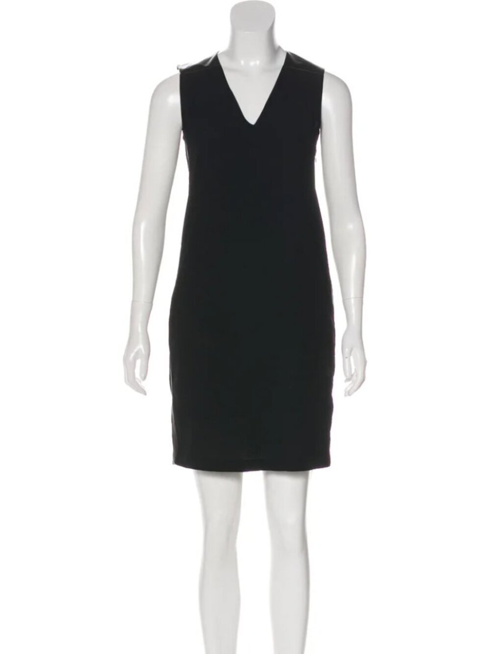 Vince  Leather-Trimmed Shift Dress size 8 black